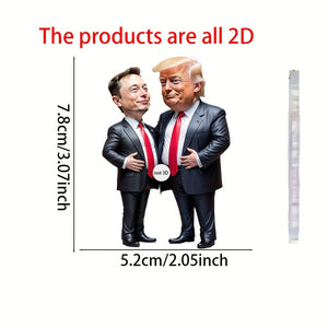 Trump & Musk Acrylic Hanging Ornament - Perfect for Christmas, Halloween, Car Decor & Tree Display HA75 64028