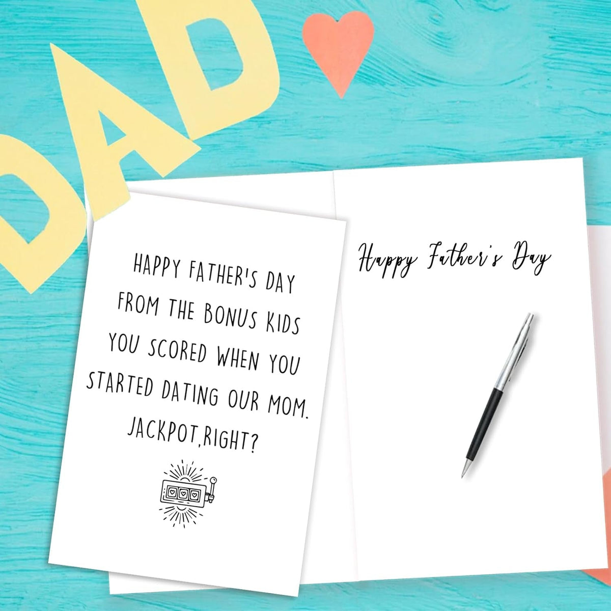 Funny Fathers Day Card for Step Dad, Bonus Dad Fathers Day Gift, Fathers Day from Step Daughter Son