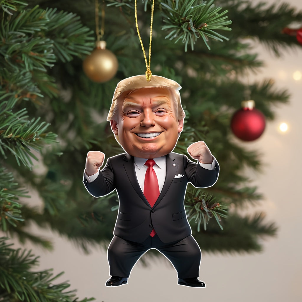 President Trump Strongman 2D Acrylic Ornament - Hanging Decor for Car & Christmas Tree HA75 64020