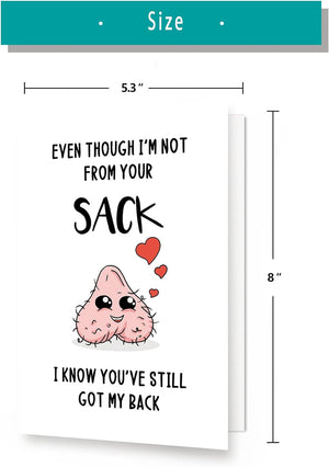 Funny Bonus Dad Card for Fathers Day,Rude Greeting Card for Dad,Step Father Gifts from Stepdaughter Stepson,Stepdad Birthday Card,Even Though I’M Not from Your Sack Card