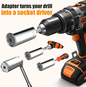 Super Universal Socket Tools Gifts for Men, Christmas Gifts Stocking Stuffers for Men, Professional 7Mm-19Mm Tool Sets with Power Drill Adapter, Cool Gadgets for Men,Dad,Husband, Boyfriend