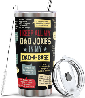 Fathers Day Dad Gifts from Daughter Son Wife, Funny Gifts for Dad Husband Grandpa Bonus Dad Step Dad, Unique Birthday Present Ideas for Father Men Him on Father'S Day Christmas - Dad Joke Tumbler 20Oz