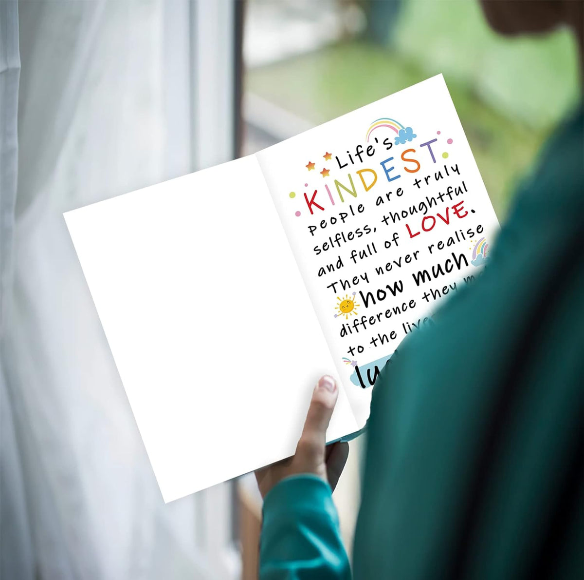 Cute Appreciation Card for Kindest Person, Great Thank You Card with Envelope for Women Men, Sweet Friendship Gift for Friends Classmates, Best Thank You Gift Ideas for Mom Dad