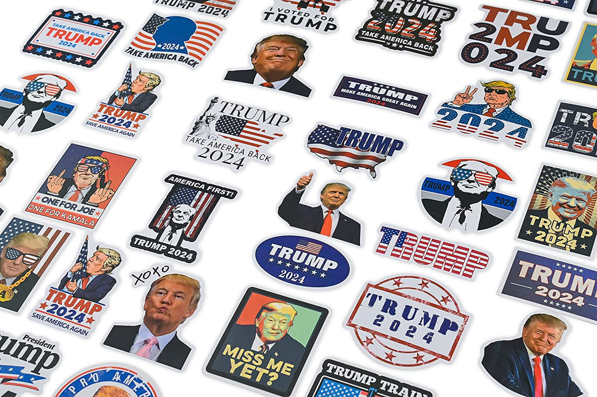 100 Pack Donald Trump 2024 Stickers (Large Size), Bumper Sticker, Trum RWB Zone