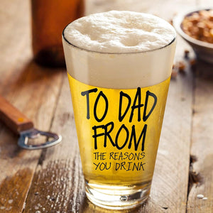 Fathers Day Dad Gifts from Daughter Son Wife,16 OZ Funny Beer Glass Gifts for Dad Men Husband Grandpa Step Dad Him,Bonus Dad Personalized Gifts for Fathers Day Birthday Christmas Anniversary