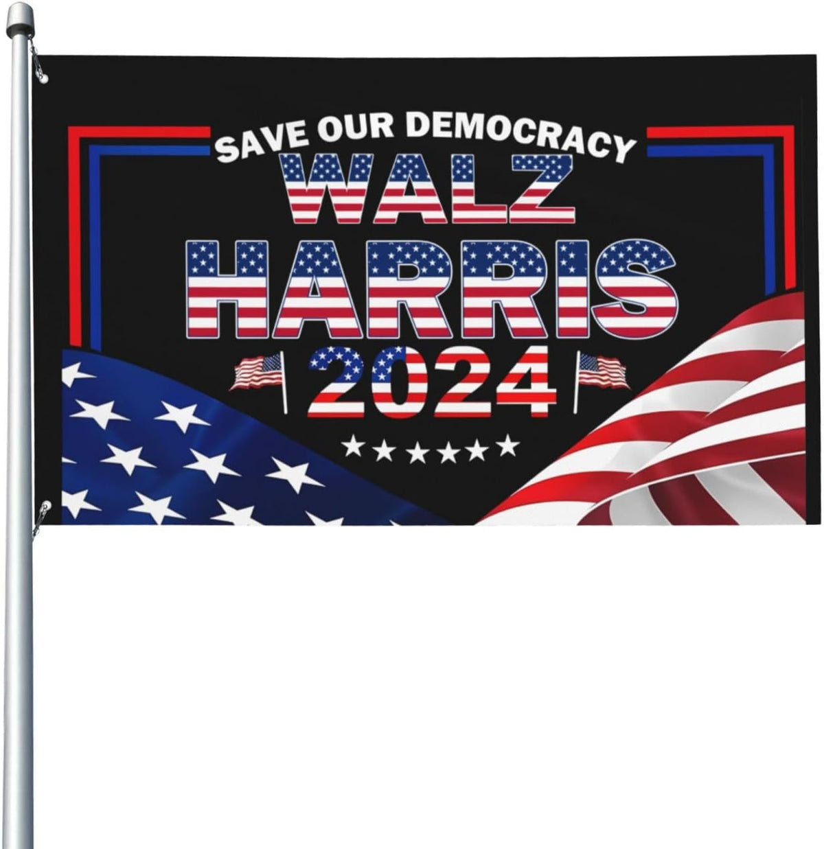 Kamala Harris Walz save Our Democracy 2024 3X5 FT Garden Flag - Lightweight Single-Side Banner for Home, Lawn, Balcony,And Party Decorations- Outdoor Decor Flags