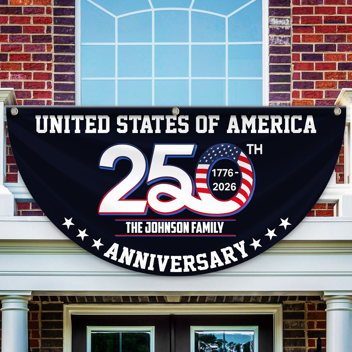 Patriotic 250th Anniversary 1776 2026 United States of America Non-Pleated Fan Flag LM32 897747