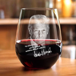 Personalized President Donald Trump Autographed Wine Glass HA75 64370