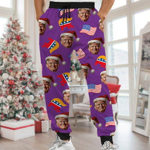 Custom Trump Face With US Flag Sweatpants HA75 64056