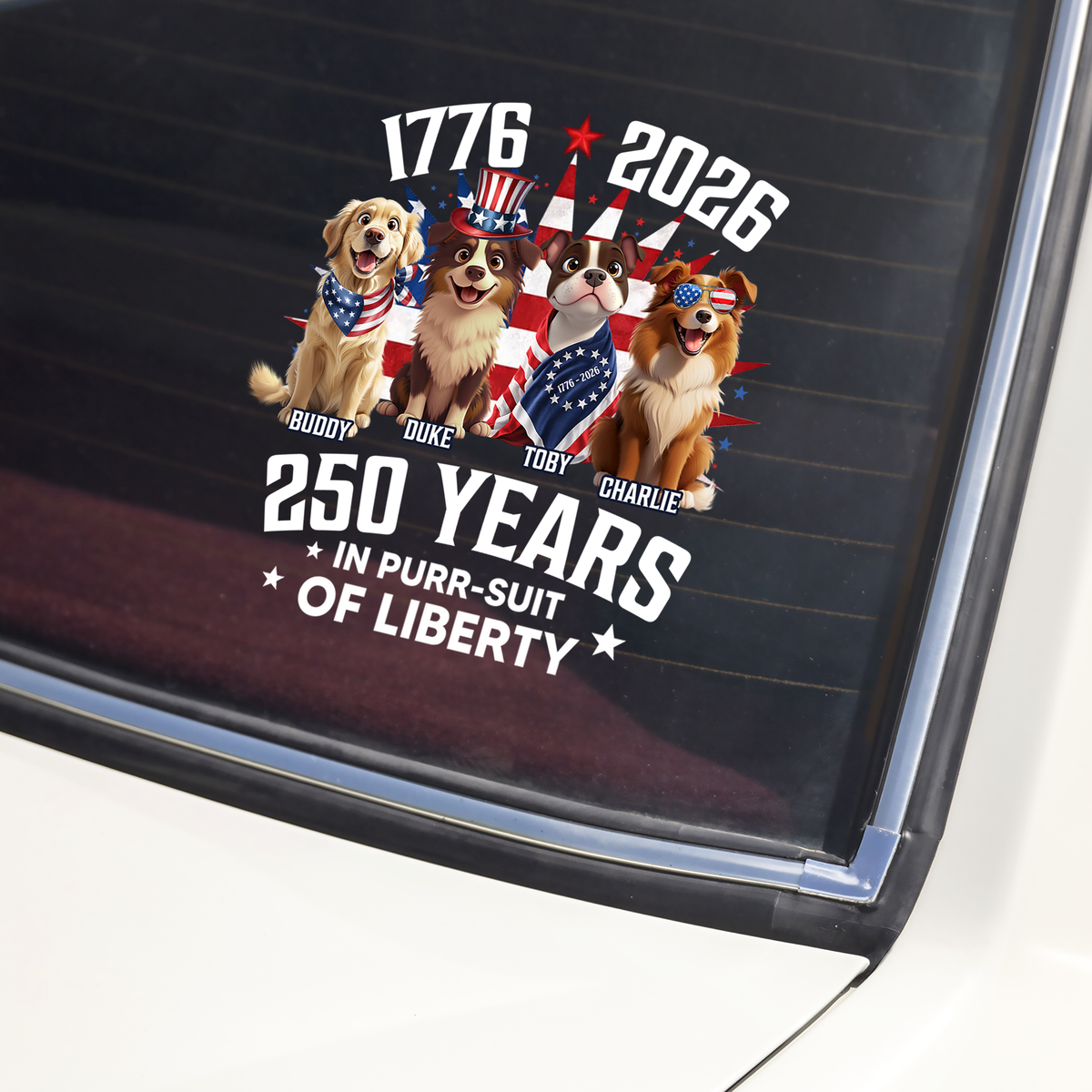 Personalized 250 Years In Purr-suit Of Liberty Vintage Dog Car Sticker HO82 901234