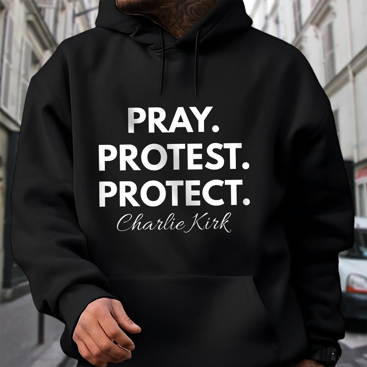 Pray. Protest. Protect - Justice For Charlie Kirk Dark Shirt LM32 65639