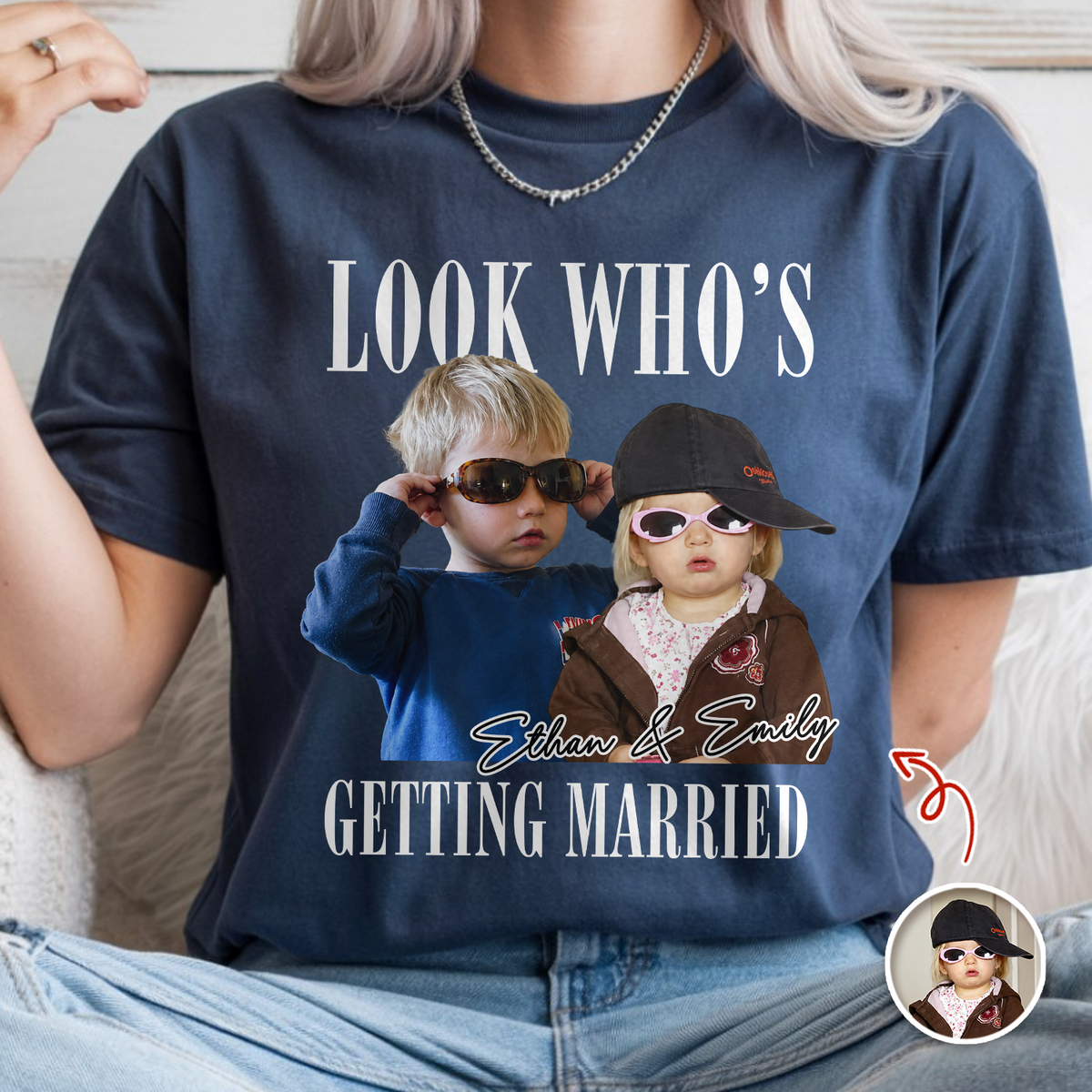 Look Who’s Getting Married Custom Groom & Bride Photo Name Comfort Shirt Personalized Funny Wedding Shirt CH07 180218