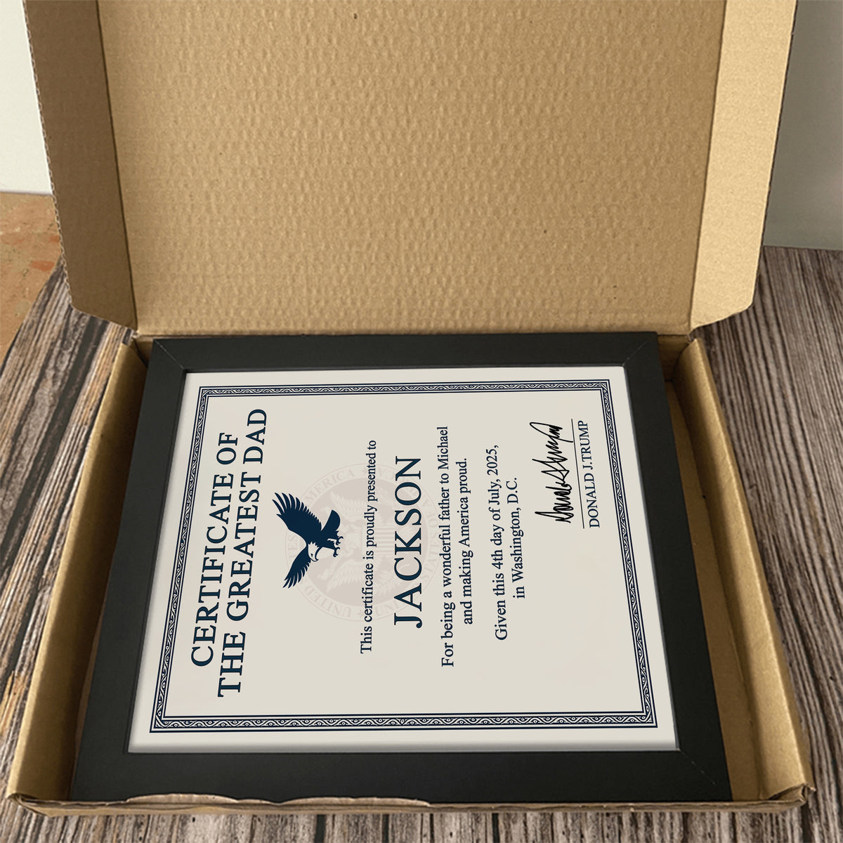 Personalized Certificate of The Greatest Dad, Mom Trump Picture Frame HA75 64610