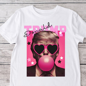 Funny Donald Trump Blowing Bubble Gum Pink Sun Glasses Bright Shirt LM32 65193