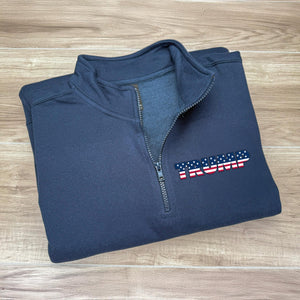 Trump Flag Text Printed Quarter Zip Sweater TH10 64619