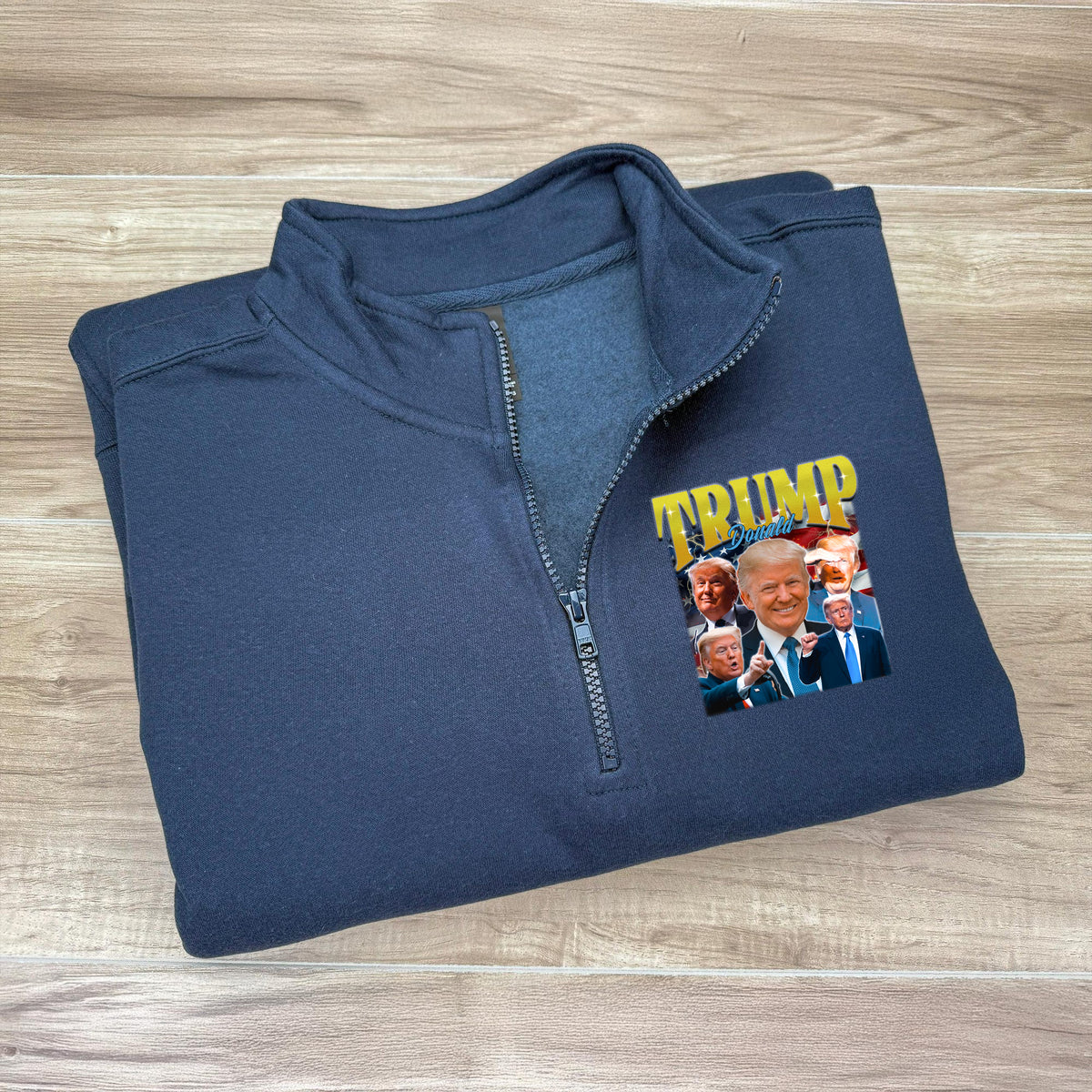 Donald Trump Homage With Retro Style Printed Quarter Zip Sweater TH10 64623