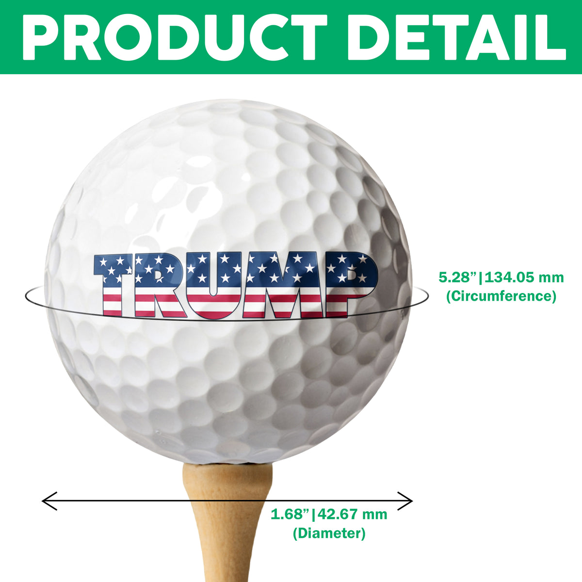Trump Flag Text Golf Ball Golf Gift, Gift for Golfing Dad, Trump Golf Ball, Father's Day Golf Gift, White Golf Ball TH10 64621