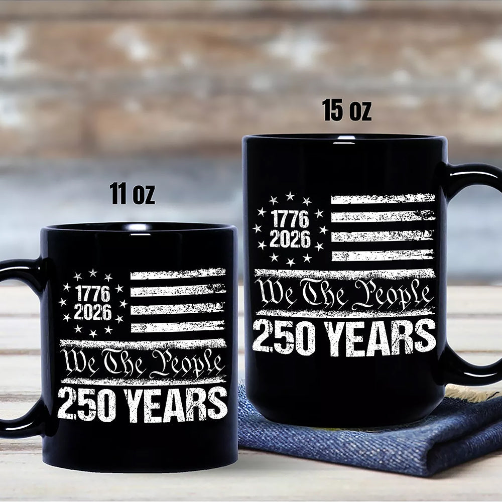 250 Years USA 250th Birthday 1776-2026 Eagle Flag Black Mug HO82 894578