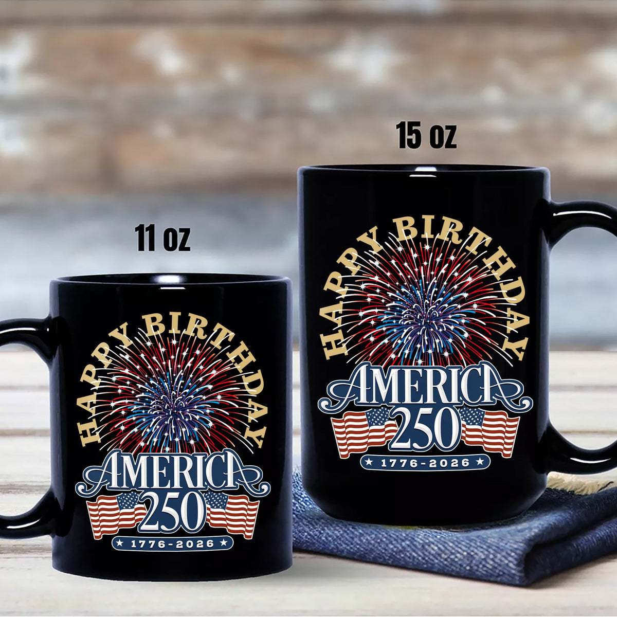 America 250 Semiquincentennial Fireworks Celebration Black Mug HO82 894606