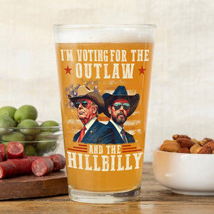 I'm Voting For The Outlaw And The Hillbilly Trump Vance Beer Glass HA75 67010