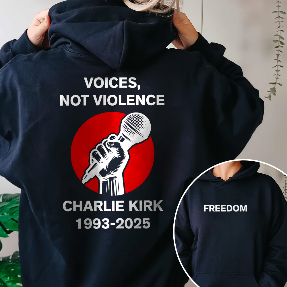 Voices, Not Violence Charlie Kirk Freedom Back and Front Dark Shirt CH07 67650