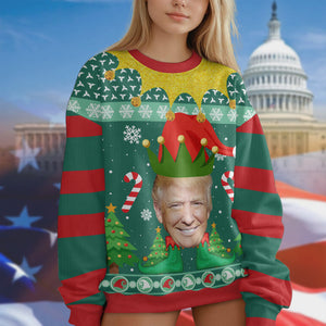 Custom Trump Face Xmas Elfs Ugly All-Over-Print Ugly Sweater HO82 65322