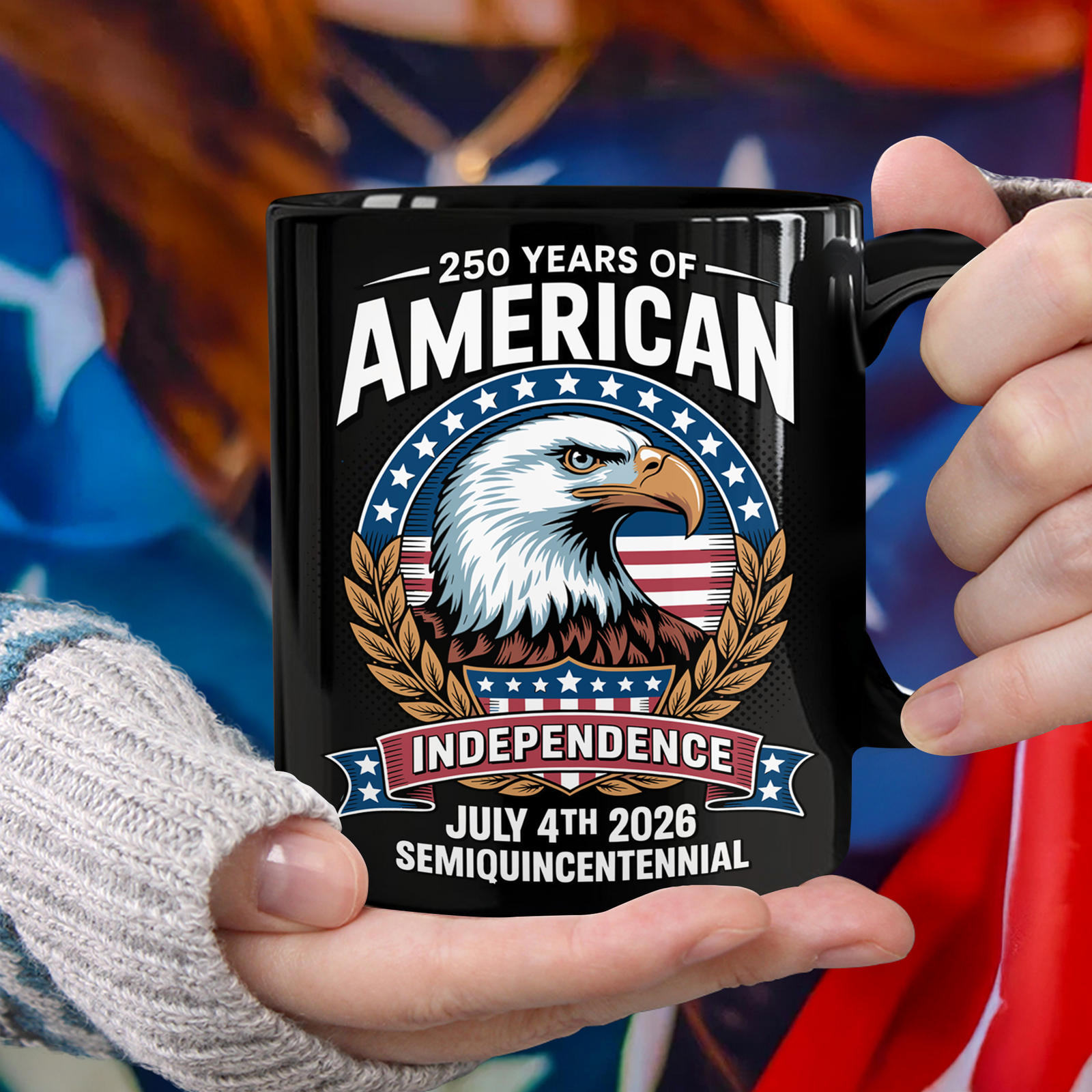 American 250 Years Independence Eagle - July 4th 2026 Black Mug LM32 895249