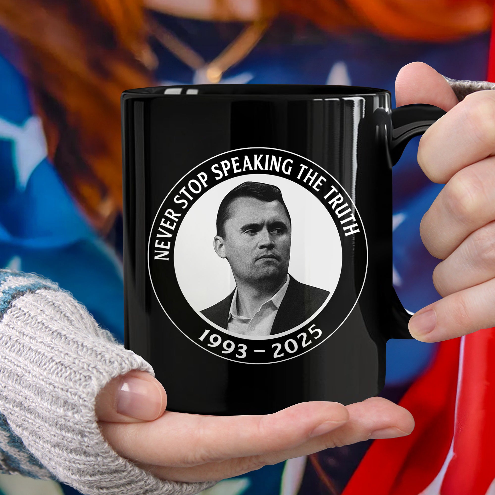 Never Stop Speaking The Truth 1993-2025 Charlie Kirk Black Mug HO82 65822