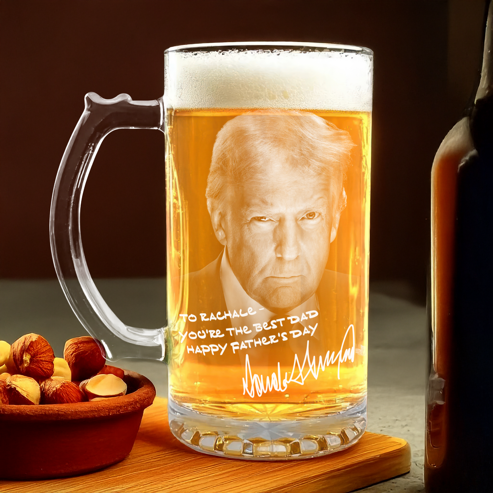 Personalized President Donald Trump Autographed Glass Beer Mug Father's Day Gift LM32 65347