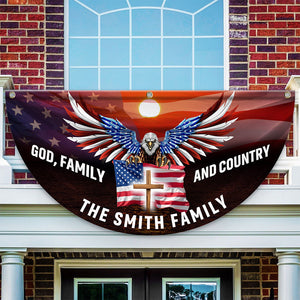 Custom Family Name God Family And Country America Non-Pleated Fan Flag TH10 896437