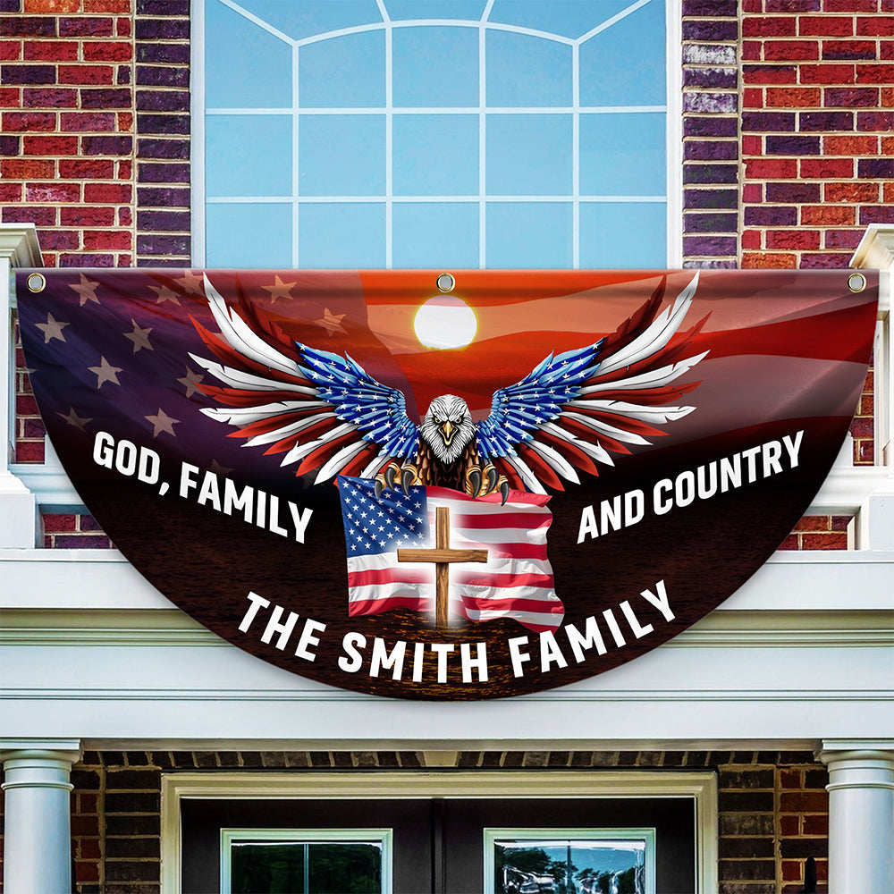 Custom Family Name God Family And Country America Non-Pleated Fan Flag TH10 896437