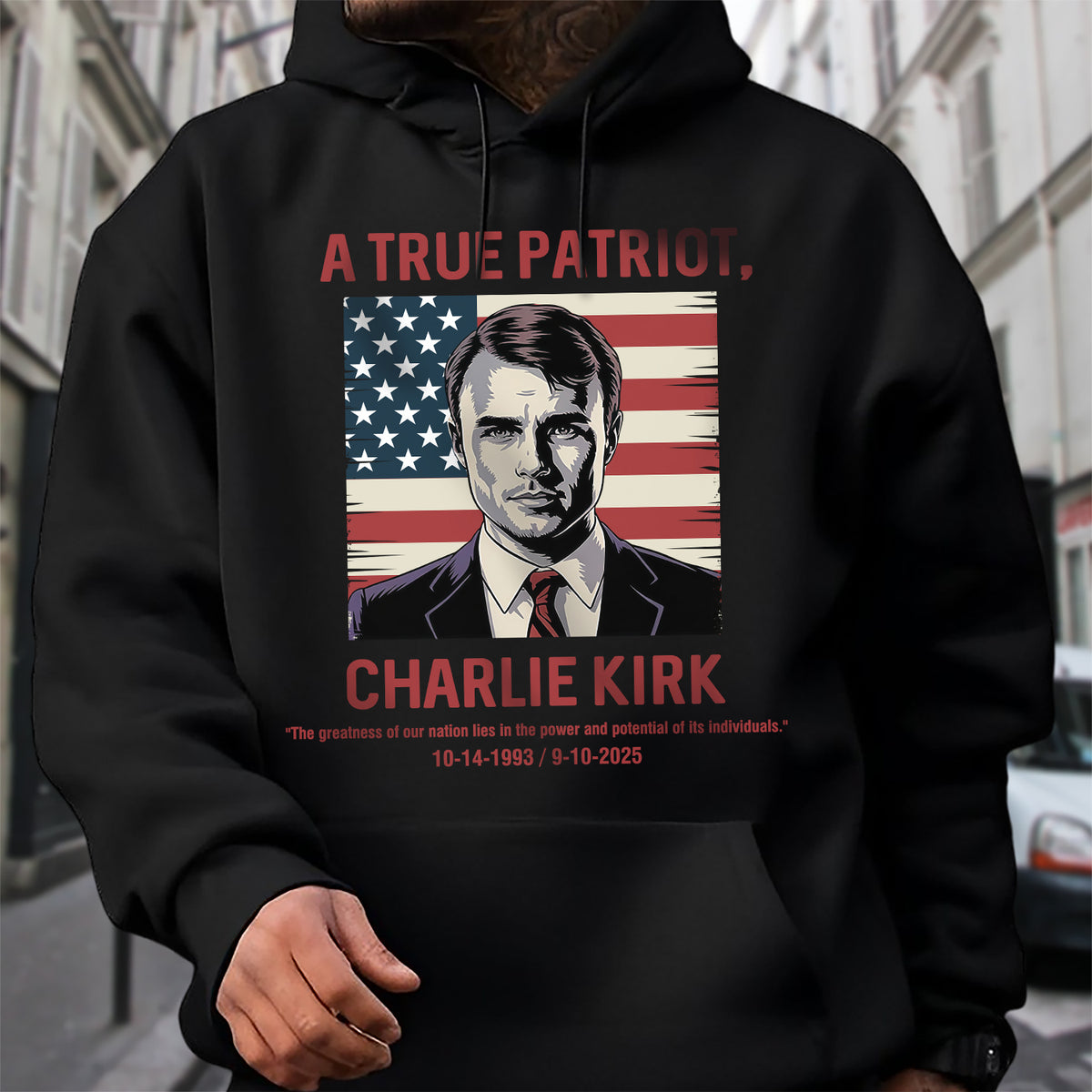 A True Patriot, Pray For Charlie Kirk 1993 - 2025, Memorial Dark Shirt TH10 64403