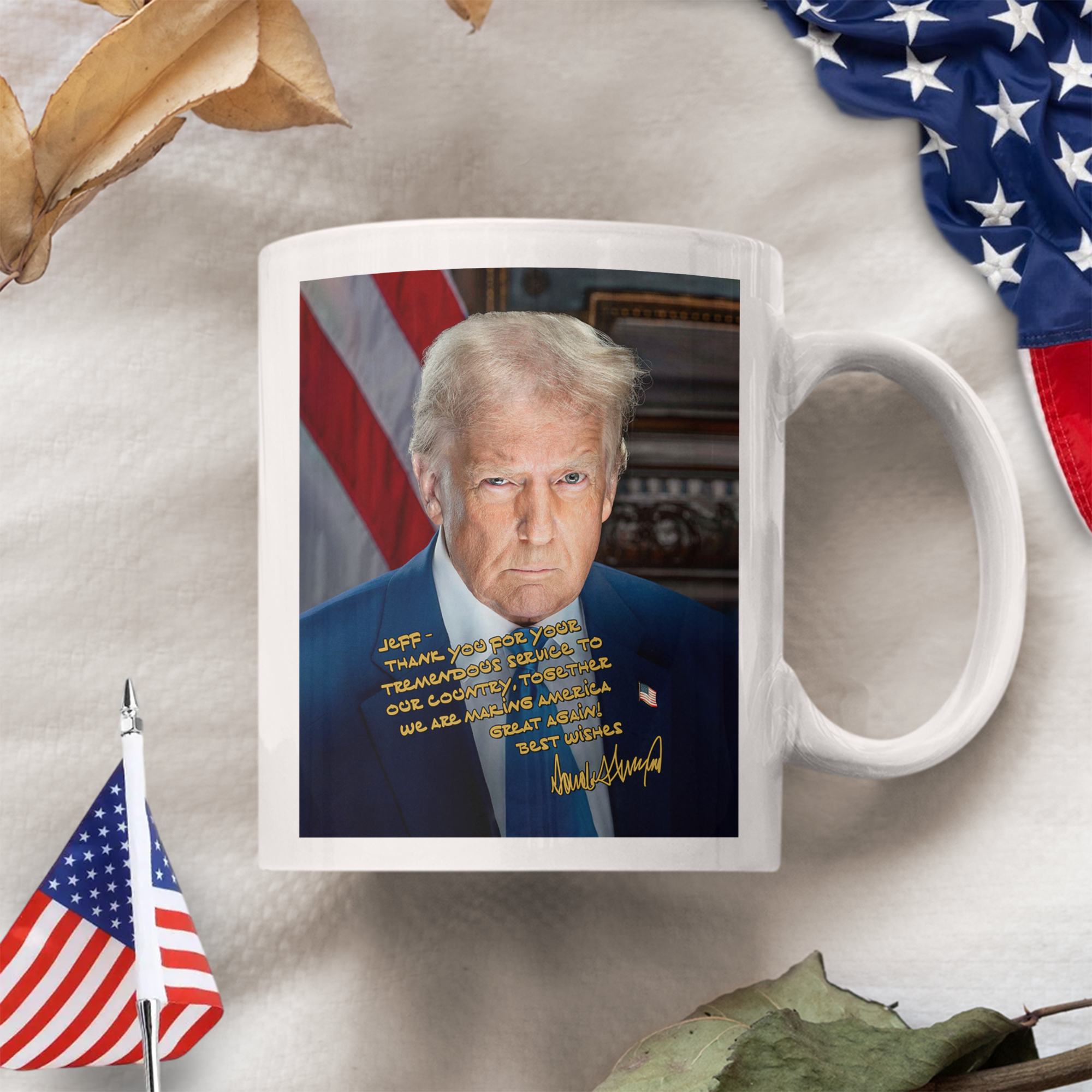 Personalized Donald Trump 2025 Thank You For Your Tremendous Service White Mug LM32 65253