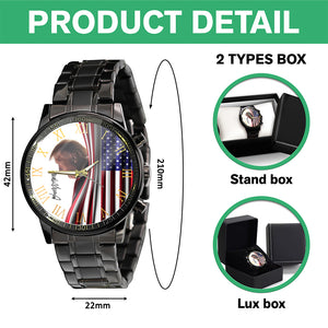 Make America Great Again Trump Signature US Flag Wrist Watch HA75 64392