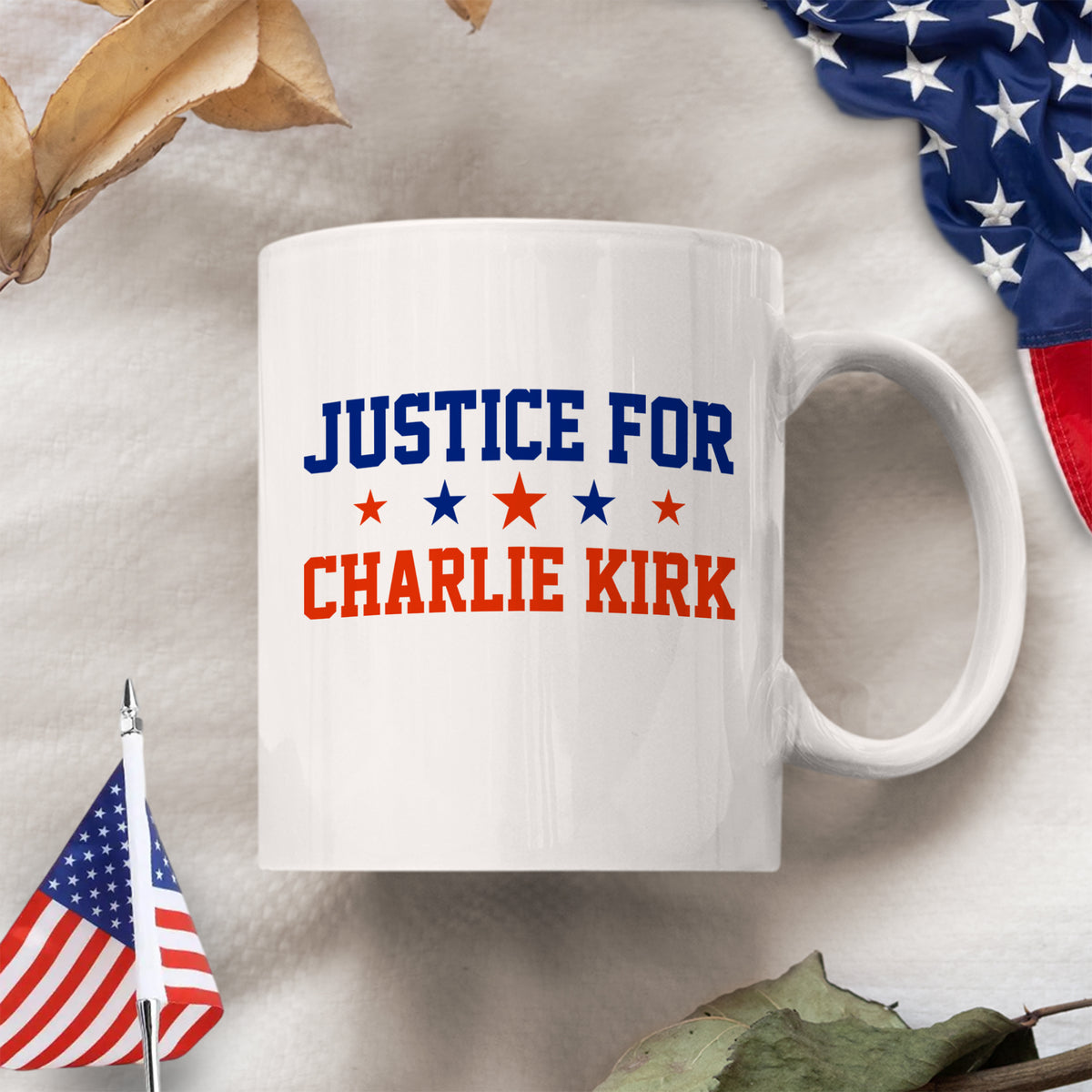 Justice For Charlie Kirk With Star White Mug HO82 65856