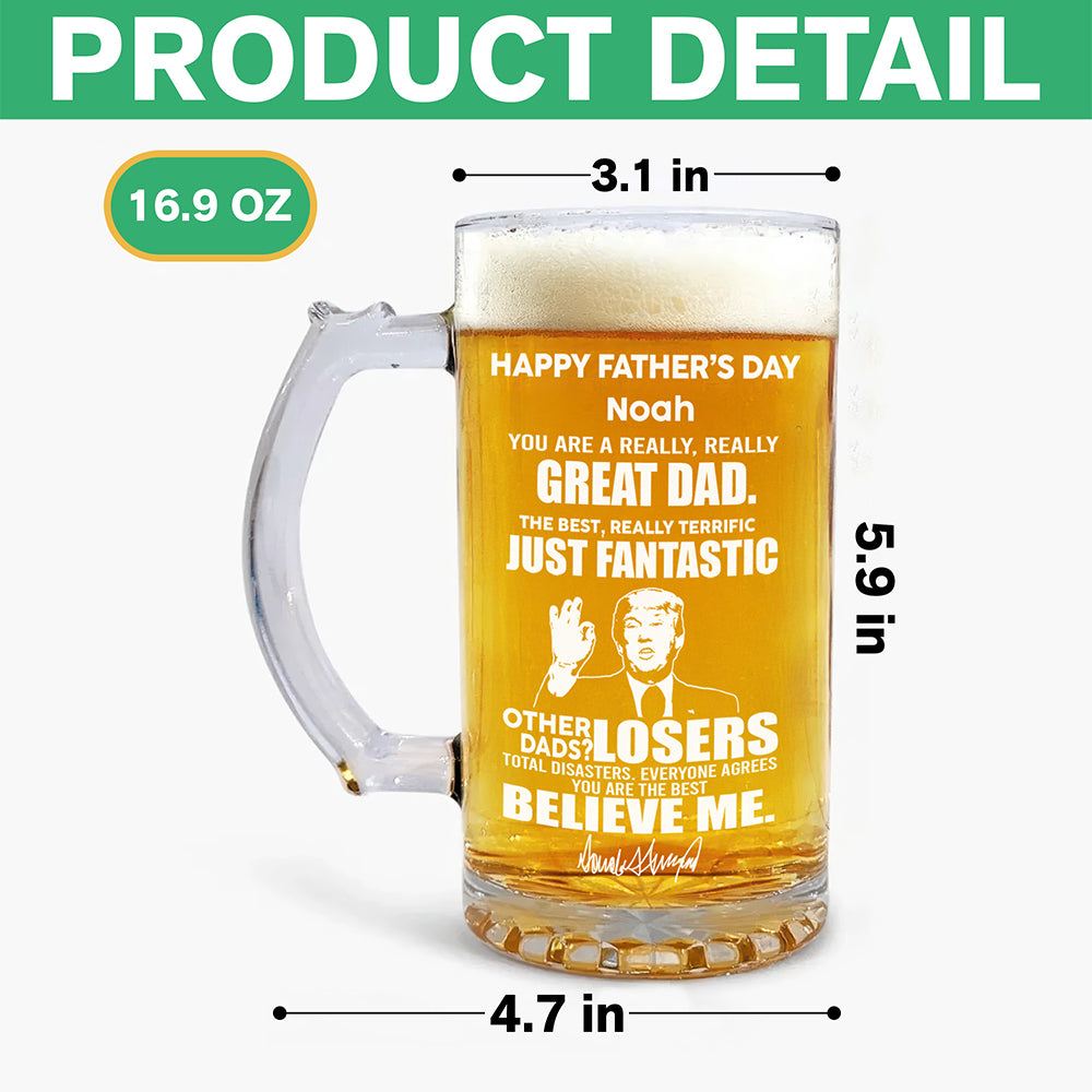 Great Grandpa Great Dad Trump Print Glass Beer Mug Father's Day Gift HA75 64390