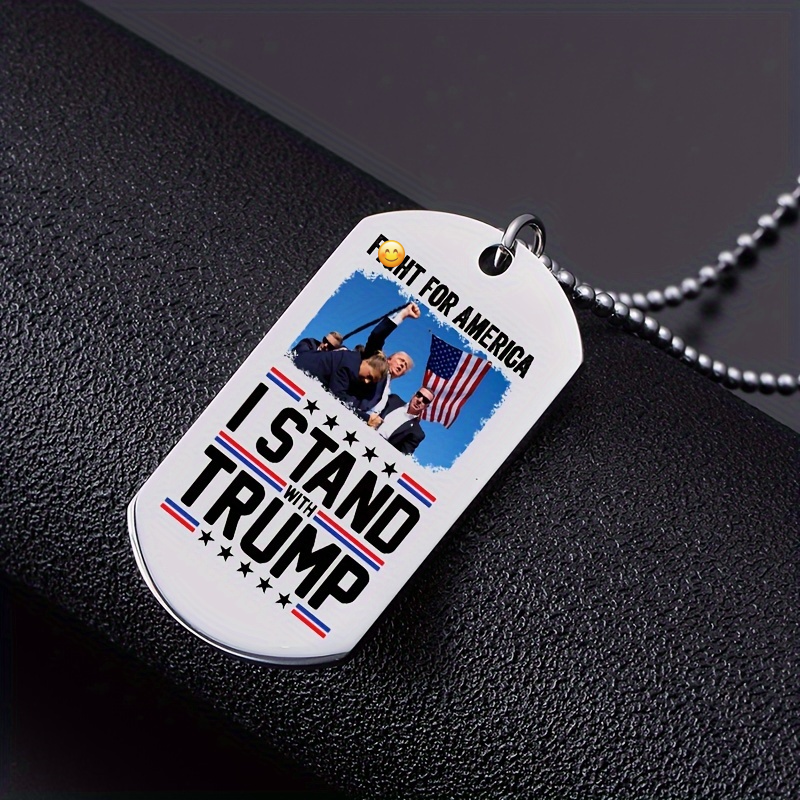 F*ght For America - I Stand With Trump Stainless Steel Dog Tag Necklace Pendant Gifts HA75