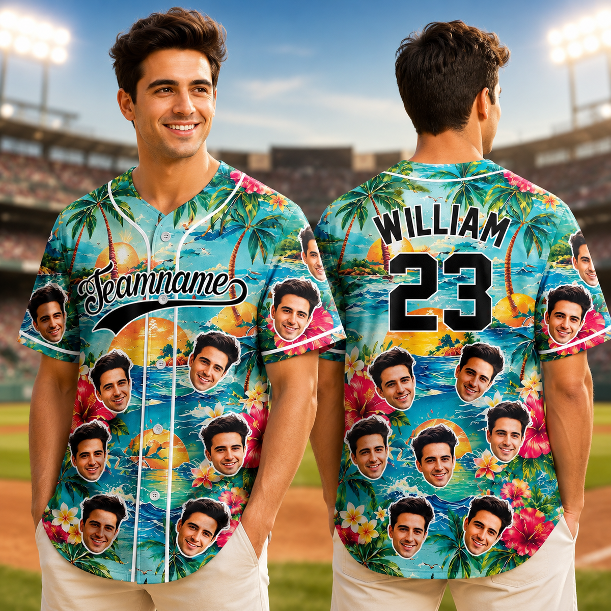 Custom Photo Tropical Floral Hawaiian Baseball Jersey - Personalized Gift for Dad, Husband, Boyfriend CH07 911852