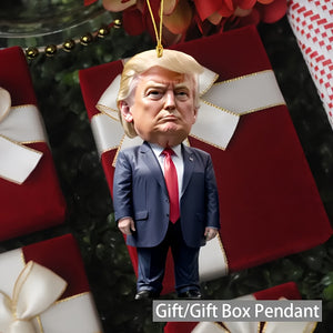 14-Pack Trump-Style Acrylic Christmas Ornaments - Classic Shiny Hanging Decorations HA75