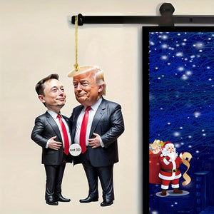 Trump & Musk Acrylic Hanging Ornament - Perfect for Christmas, Halloween, Car Decor & Tree Display HA75 64028