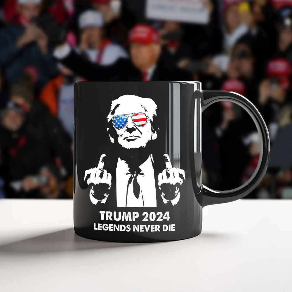 Donald Trump 2024 Middle Finger Legends Never D** Black Mug HO82 63144