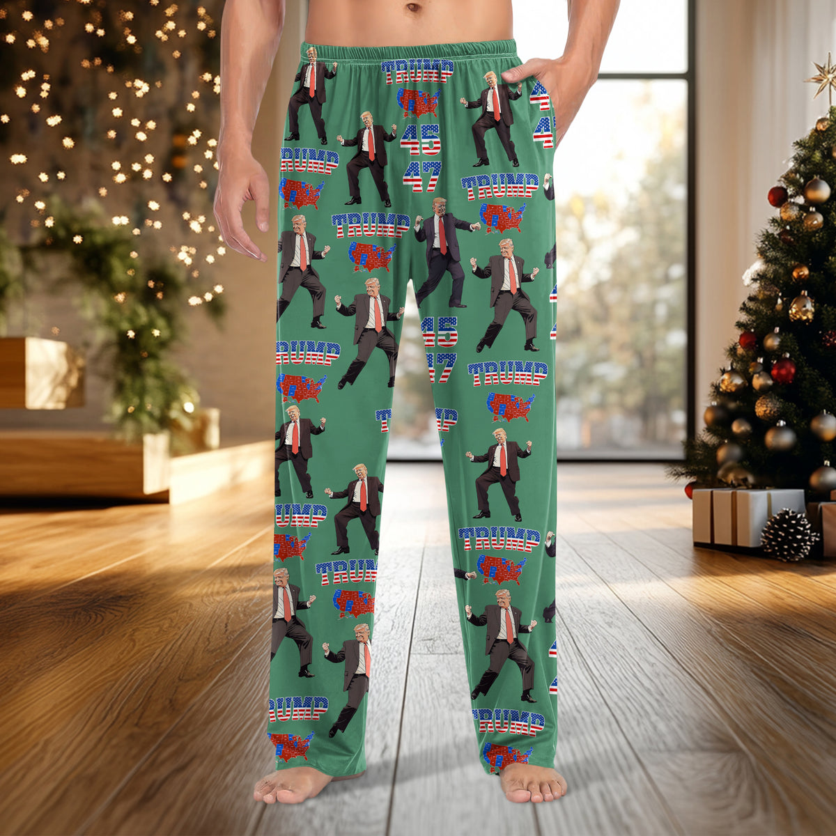 Trump 45 47 US Presidential Election 2024 Map Pajamas Christmas Gift HA75 67058