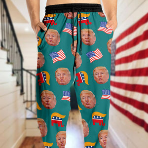 Custom Trump Face With US Flag Sweatpants HA75 64056