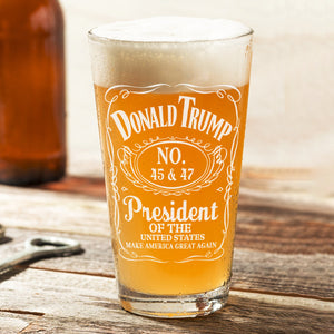 Donald J. Trump 45 & 47 President Of The United States Beer Glass HA75 67024