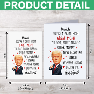 Personalized Gift Funny Donald Trump Mother's Day Thankyou Card LM32 65331