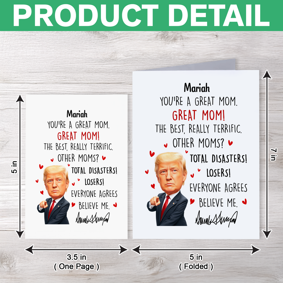 Personalized Gift Funny Donald Trump Mother's Day Thankyou Card LM32 65331
