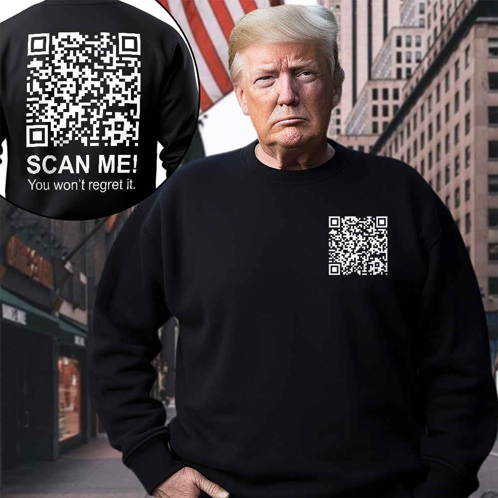 Funny QR Scan me President Trump 45 47 Dancing Front And Back Dark Shirt HA75 64186