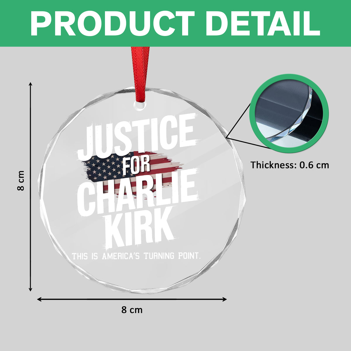 Justice For Charlie Kirk, This is America’s Turning Point Glass Ornament LM32 65599