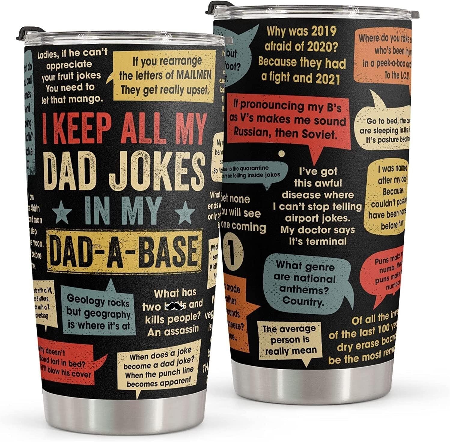 Gift for Dad - Stainless Steel Tumbler 20Oz - Dad Joke Birthday Gift for Dad Men Gift - Fathers Day Gift from Daughter Son Wife - Funny Christmas Gift for Men Dad Stepdad Bonus Dad Uncle
