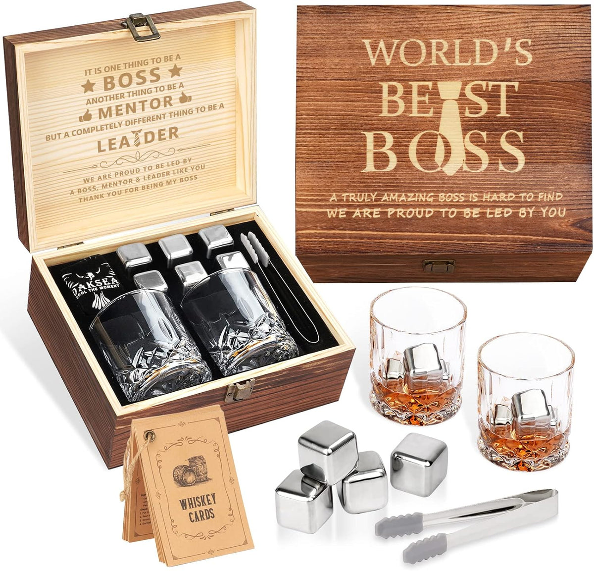 Gifts for Men, Dad Birthday Gifts for Fathers Day from Daughter Son Wife, Engraved World'S Best Dad Whiskey Stones Glasses Set, Cool Bourbon Scotch Cocktail Set Gifts